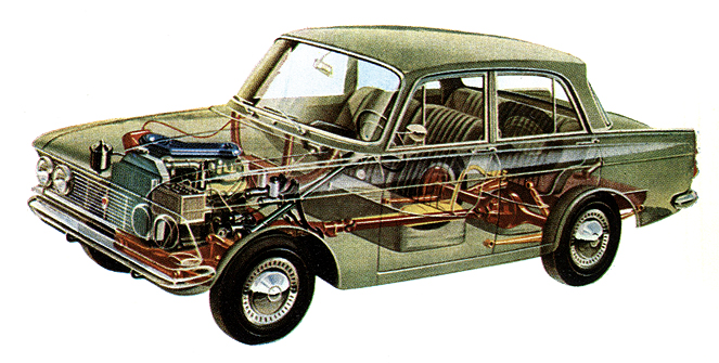 Технический рисунок автомобиля 'Москвич-408'