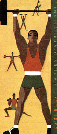 Образец серийного решения иллюстрированных обложек проспектов на спортивное снаряжение (СССР); вся серия объединена единой художественной манерой