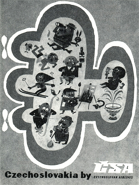 Плакат авиалинии 'ЧСА' (ЧССР); образец плаката с сюжетным рисунком